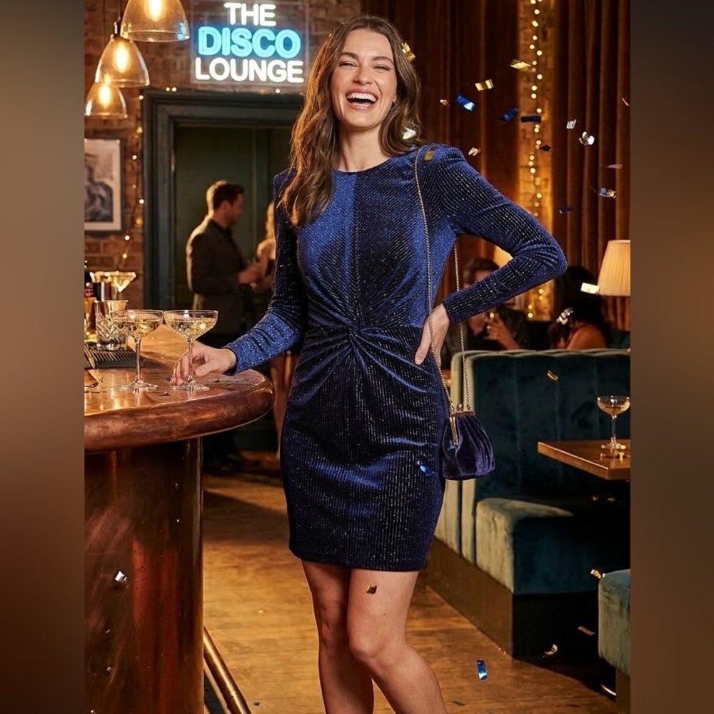 LDT Gillian Twist Front Stretch Velvet Dress